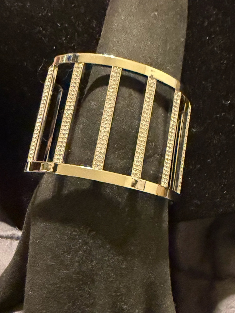Michael Kors Silver-Tone Pave Cage Cuff Bracelet